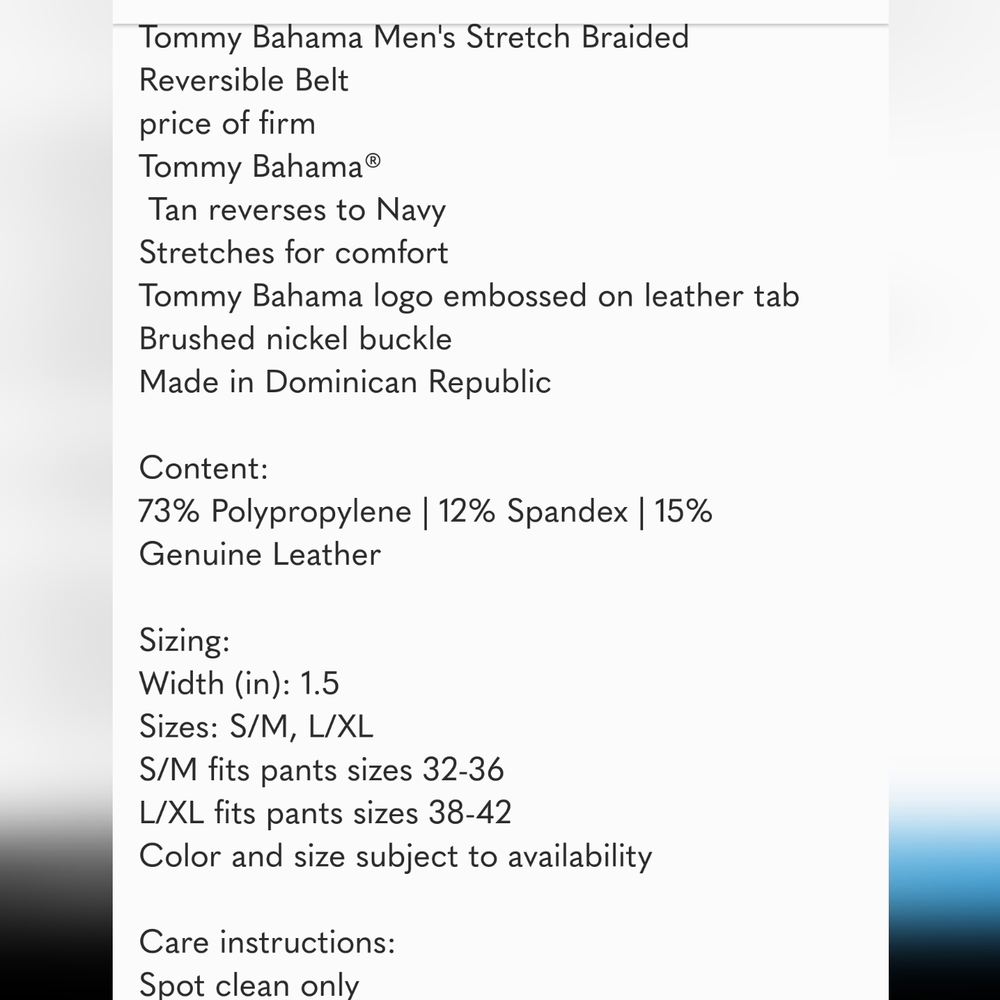 Tommy Bahama Men's Stretch Braided Reversible Belt new - Picture 4 of 4